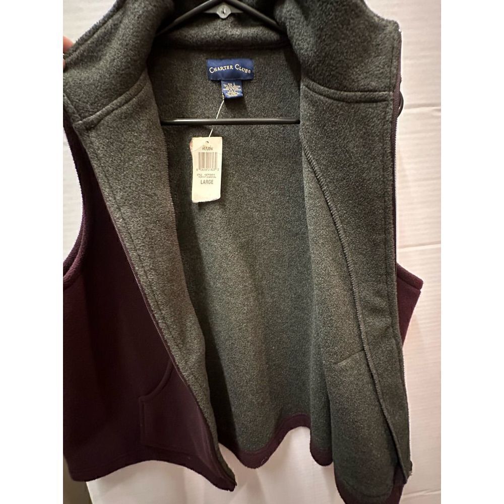 Charter Club Fleece Vest Burgundy Large - Picture 6 of 6